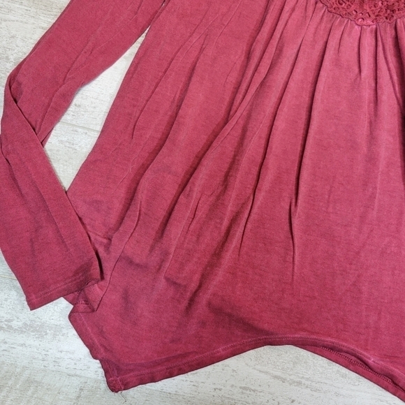 Knox Rose red long sleeve open crochet blouse size medium - Picture 4 of 7